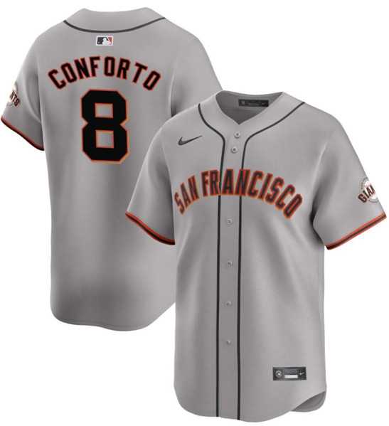 Mens San Francisco Giants #8 Michael Conforto Gray Cool Base Stitched Baseball Jersey Dzhi